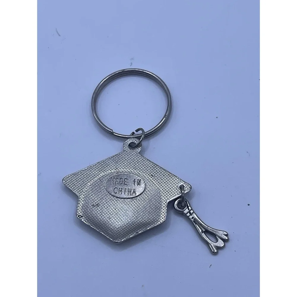 Engravable Pewtertone‎ Graduation Cap Keychain School College Graduate Gift